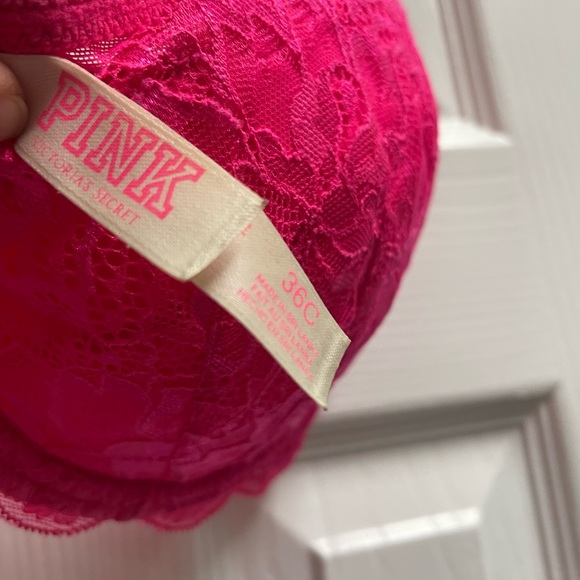 EUC Victoria’s Secret Size 36C hot pink lace bra. Very comfortable and cute - Picture 3 of 6